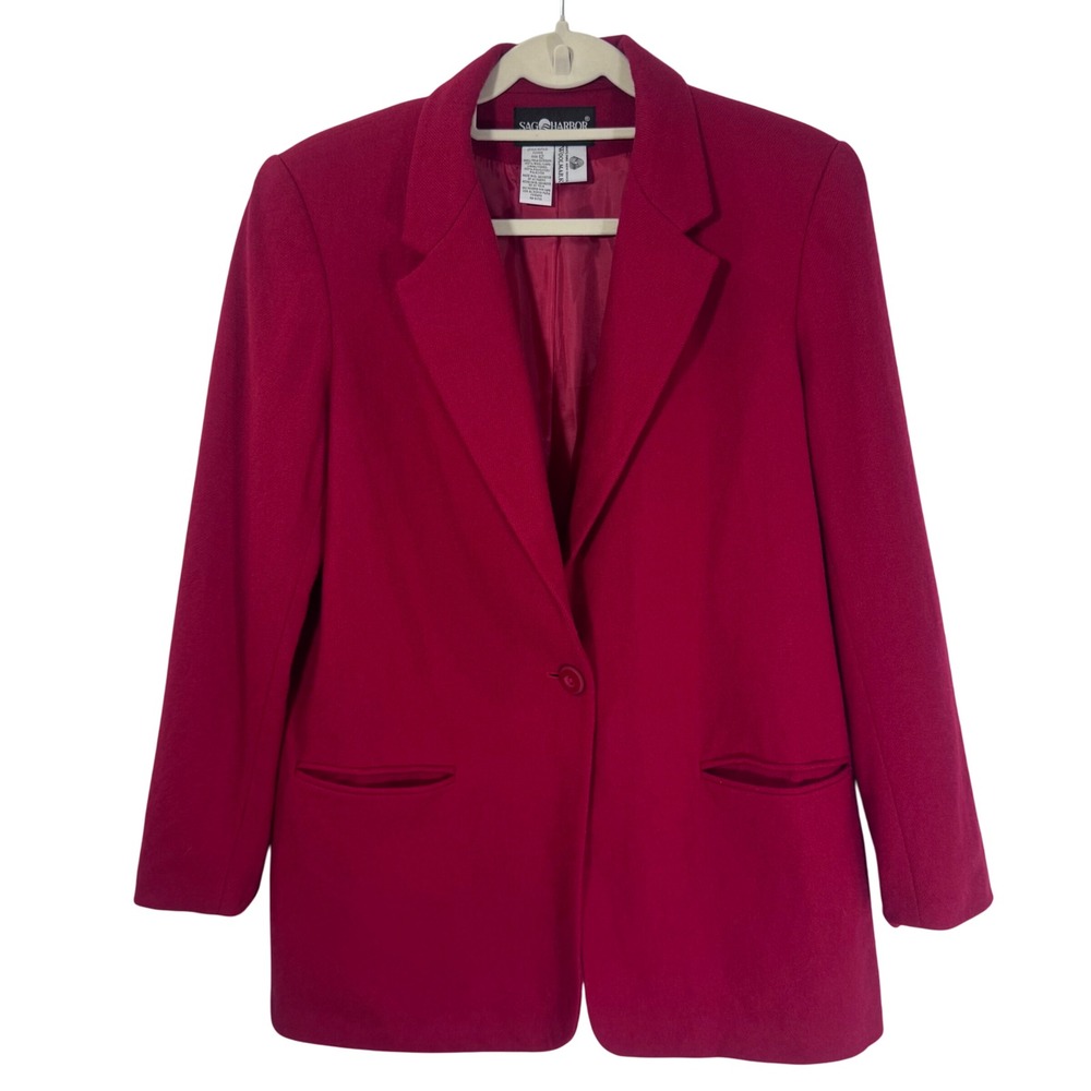 Sag Harbor Wool Blazer Jacket Women's Size 12 Classic Career Business‎
